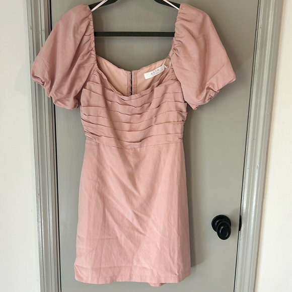 ASTR The Label Linen Pleat Front Mini Dress - Dusty Rose Medium - Picture 5 of 11